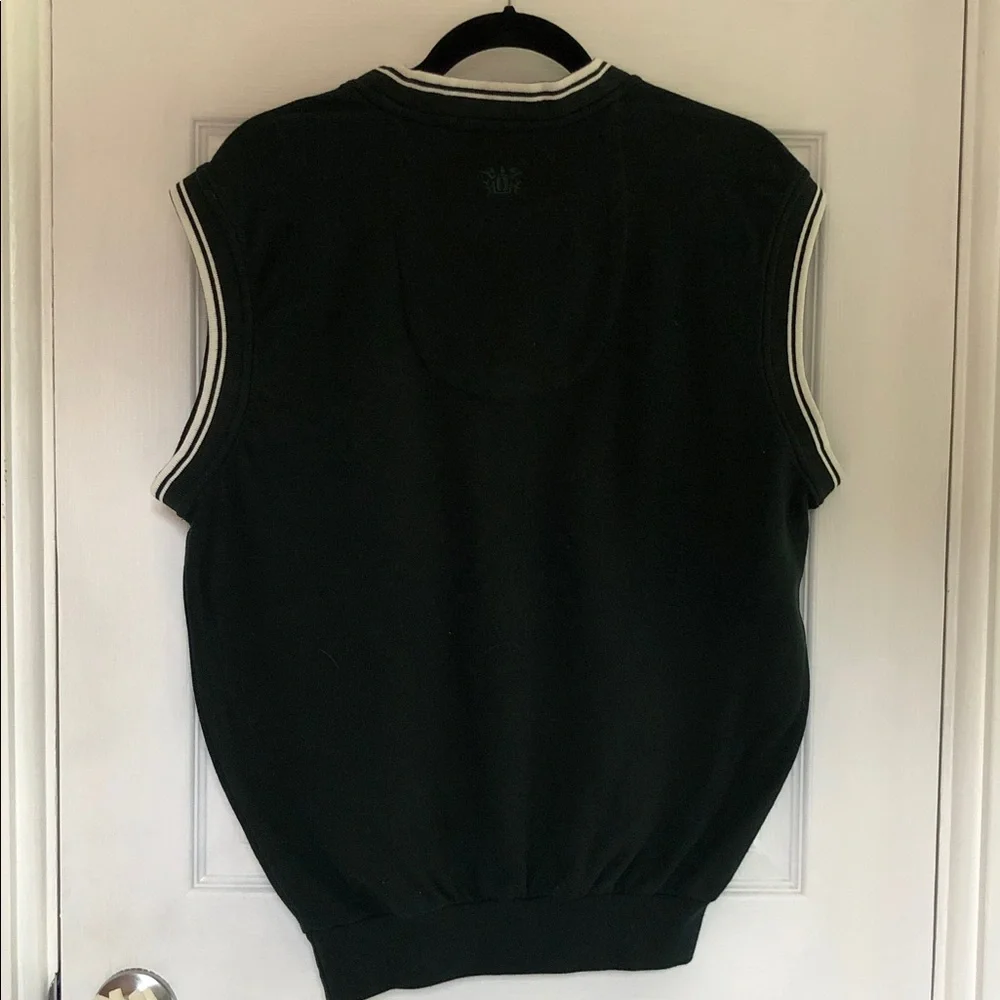 Dunbrooke Vintage Cotton Golf Vest Irish Shamrock Applique Size S